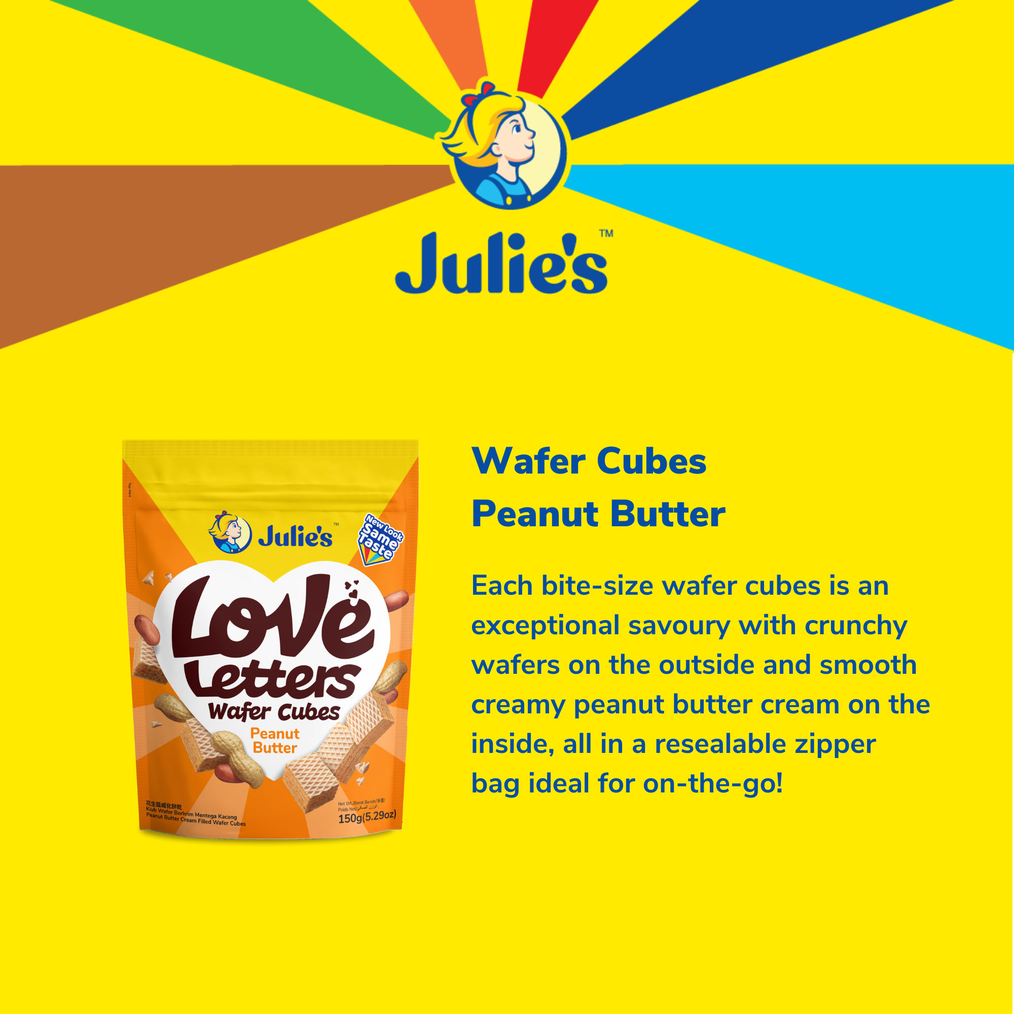 Julie's Love Letters Wafer Cubes Peanut Butter 150g x 2 packs