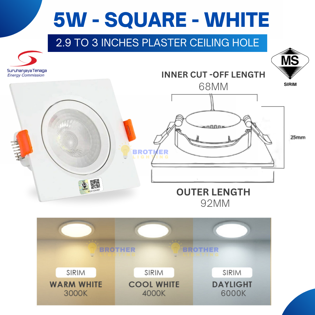 [SIRIM] LED Eyeball 3W 5W 7W Recessed Spotlight Downlight Home Lighting Ceiling Lights Down Light Lampu Siling Eye Ball White/Black Casing
