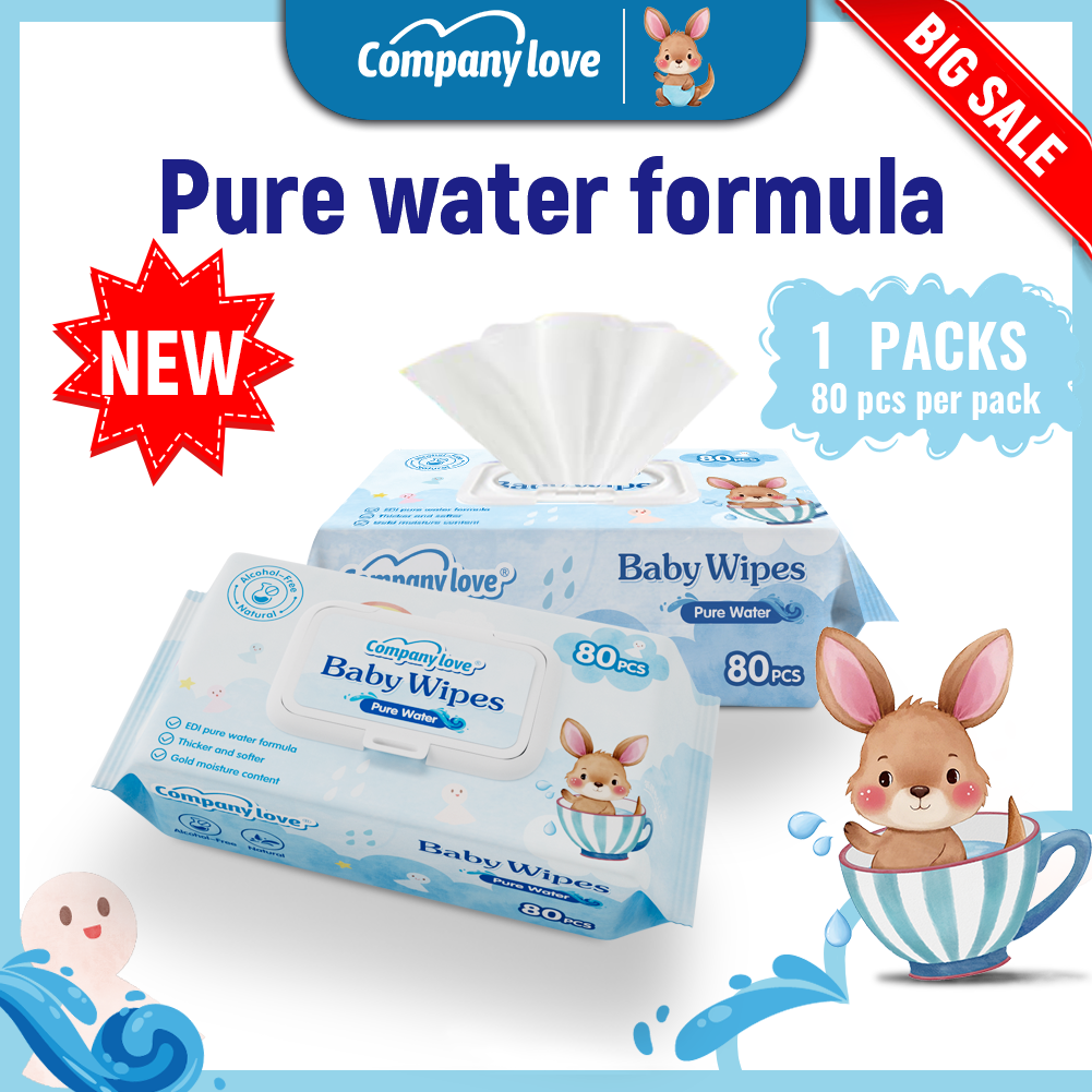 Company Love 1 Pack x 80 Pcs Non-Alcohol Unscented Safe For Baby Gentle Disposable Cotton Wet Tissue 濕紙巾 嬰兒濕巾