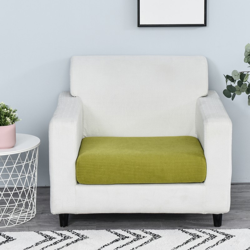 Sarung Kusyen Sofa Cover Thicken Sofa Seat Cushion Cover Anti Slip Pink Green Yellow Plain Color Knitted Fabric