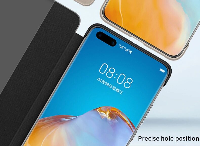 Huawei P40 / P40 Pro / P40 Pro Plus Case Pu Luxury Leather Flip Cover Full Protection Smart Window View Phone Case