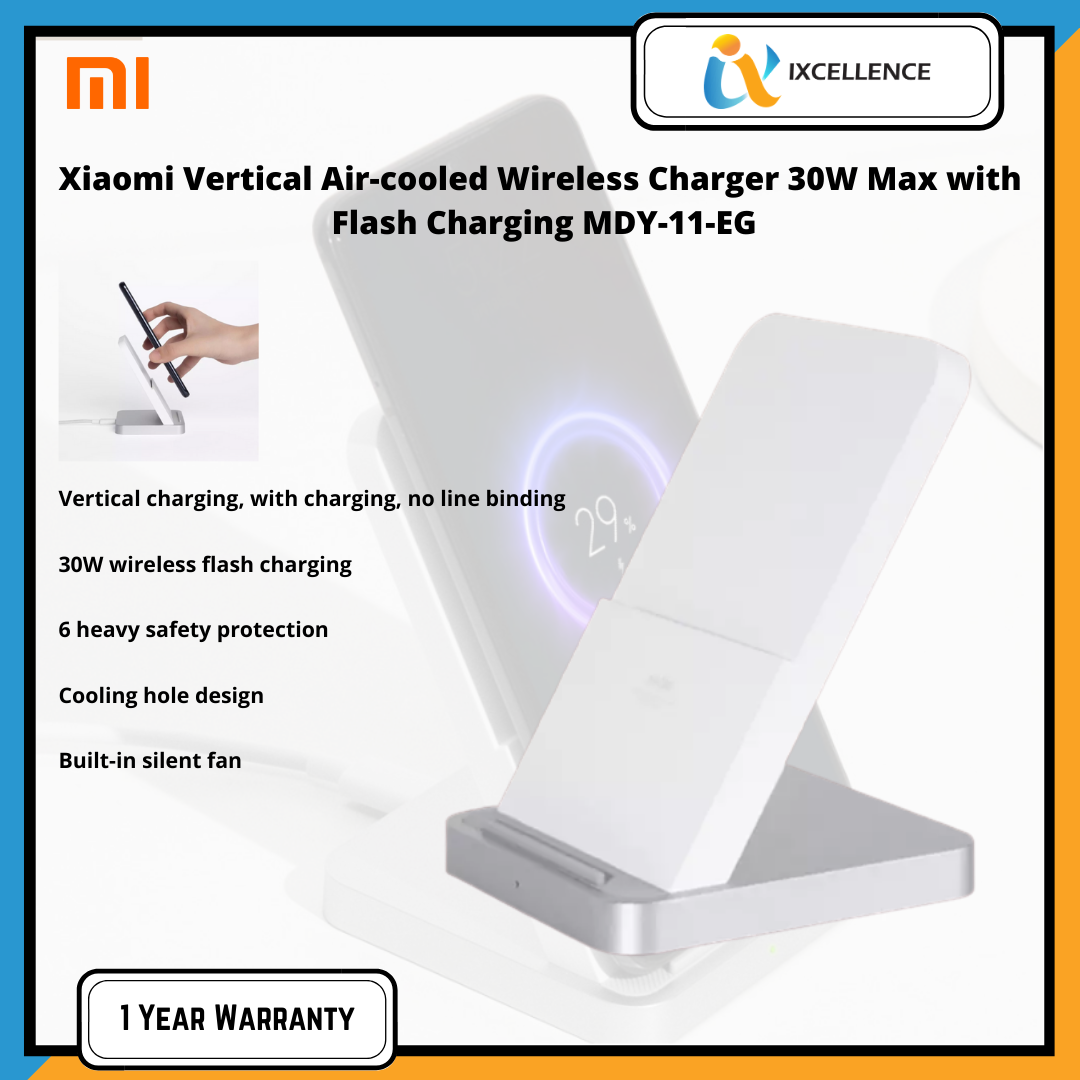 [IX] Xiaomi Vertical Air-cooled Wireless Charger 30W Max with Flash Charging MDY-11-EG (White)