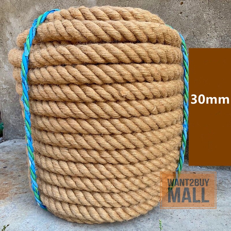 🇲🇾 20mm 30mm Brown Jute/Tali Guni/Tali Hiasan/Malina Rope/ Rope/Natural Jute/ Linen Rope / Sumbu Pelita/Jute 粗麻绳拔河绳手工装饰麻绳