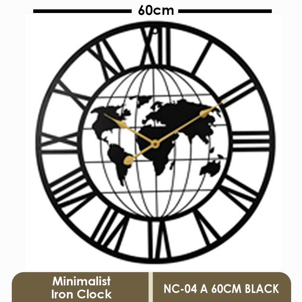Jam Dinding Besi 40cm/50cm/60cm Minimalist Iron Clock Vintage Roman Wall Clocks Decorations