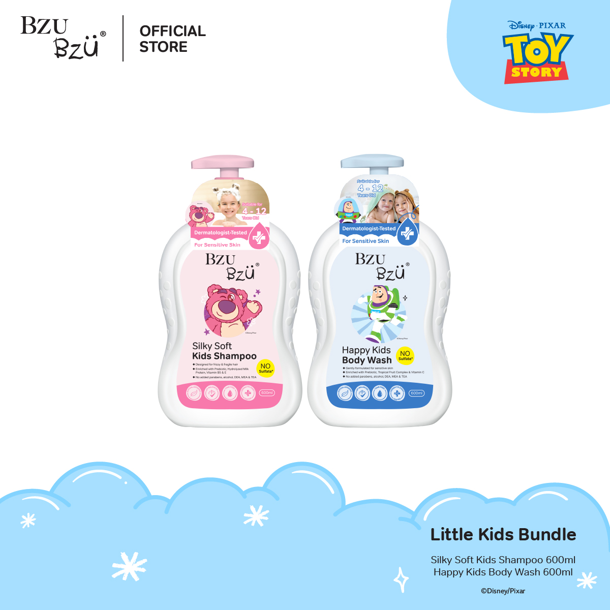 BZU BZU Little Kids Bundle - Toy Story Silky Soft Kids Shampoo (600ml) + Toy Story Happy Kids Body Wash (600ml)