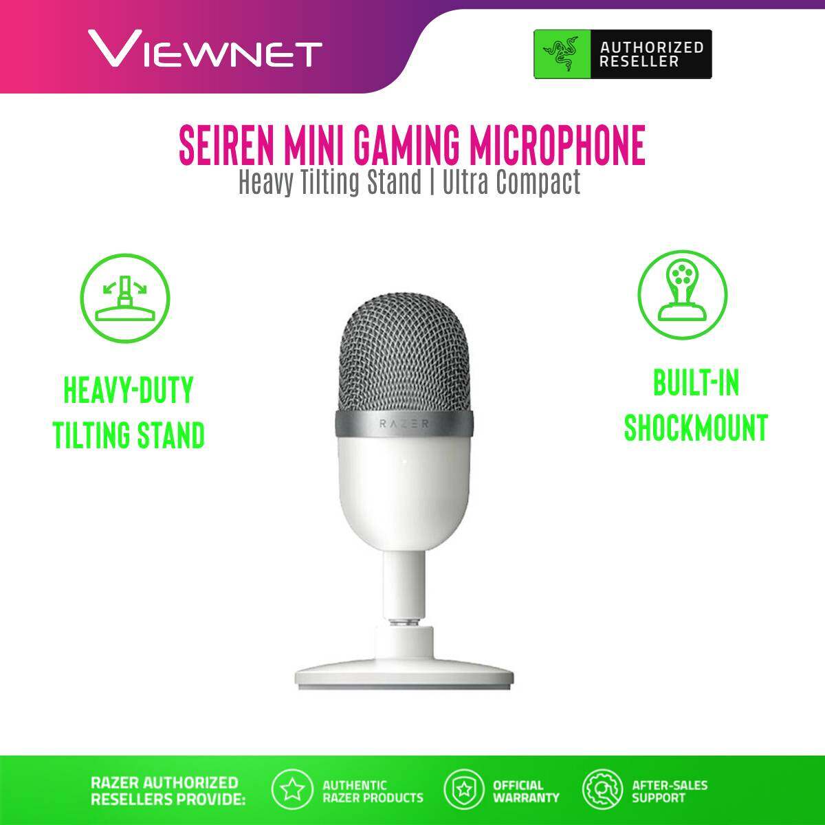Razer Seiren Mini Gaming Mic with Ultra-Precise Supercardioid Pickup Pattern, Heavy-Duty Tilting Stand, USB Plug And Play