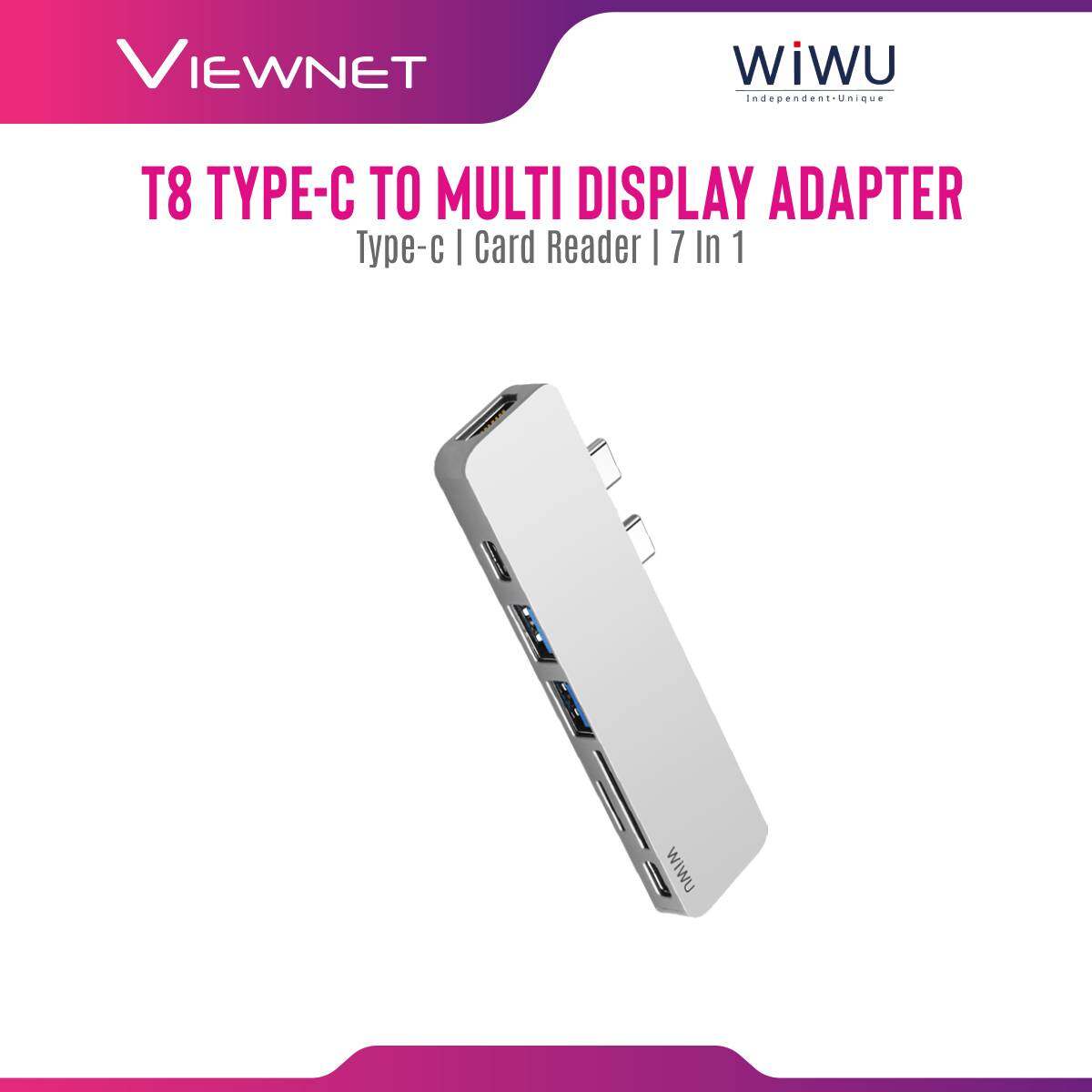 Wiwu T8 Type-c to Usb 3.0 Silver Aluminum Alloy Usb 3.0 Connector Type-C Hub Adapter