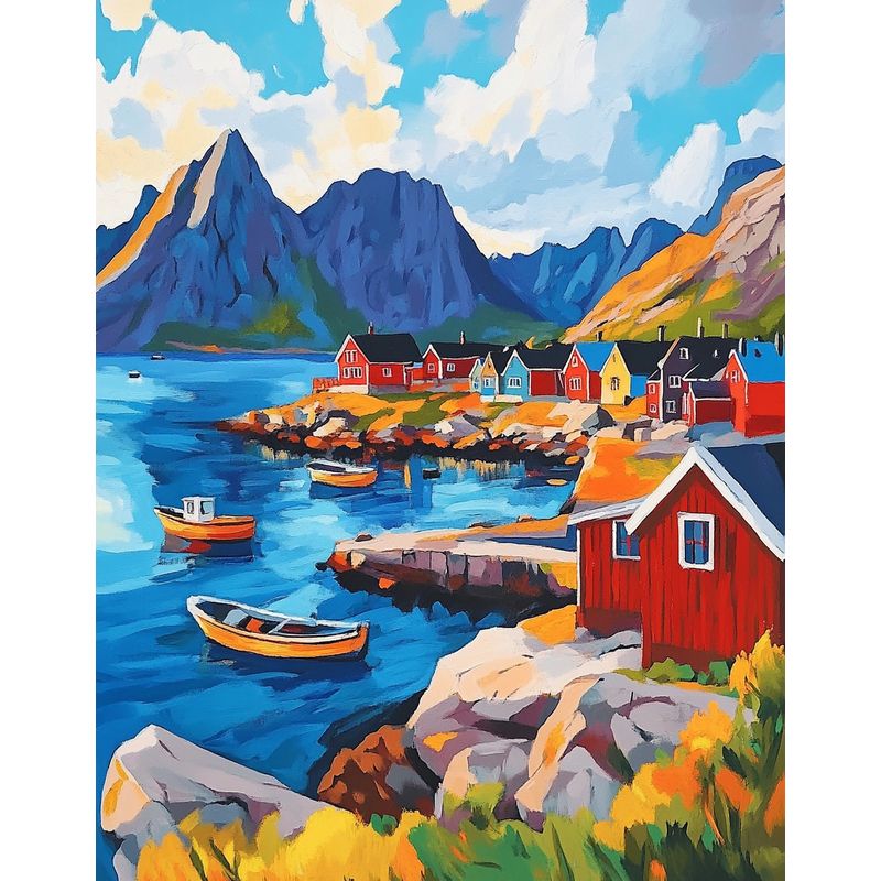 RUOPOTY 40x50cm Painting By Numbers Handmade Canvas Painting Suburban Houses Interior Paintings Unique Gift