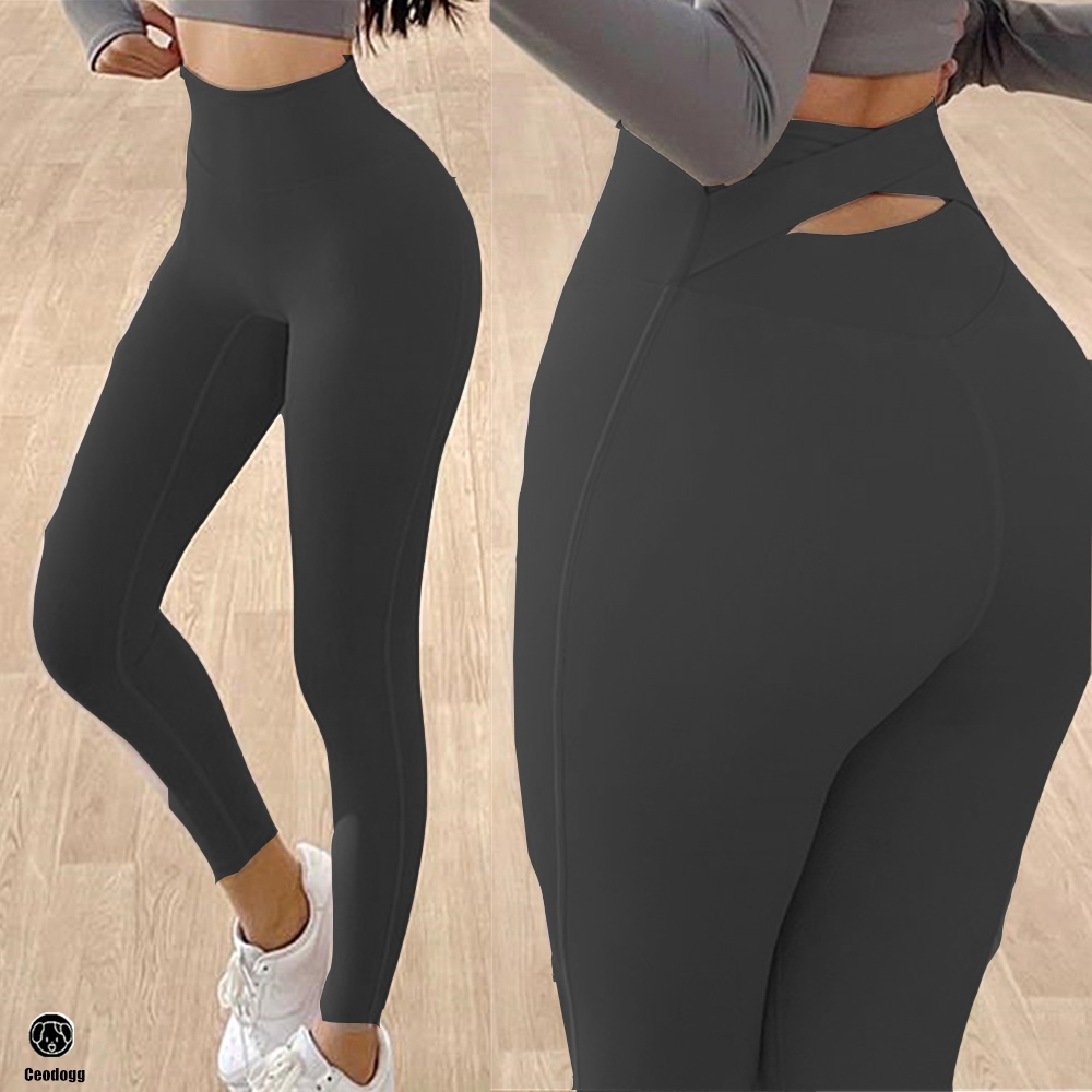 {Pulse movement} 2023 Women Nude Nylon Cross Back Yoga Leggings stomach Fitness Sports Leggings Elastic Tight Gym Leggings Lift Hip Yoga Pants