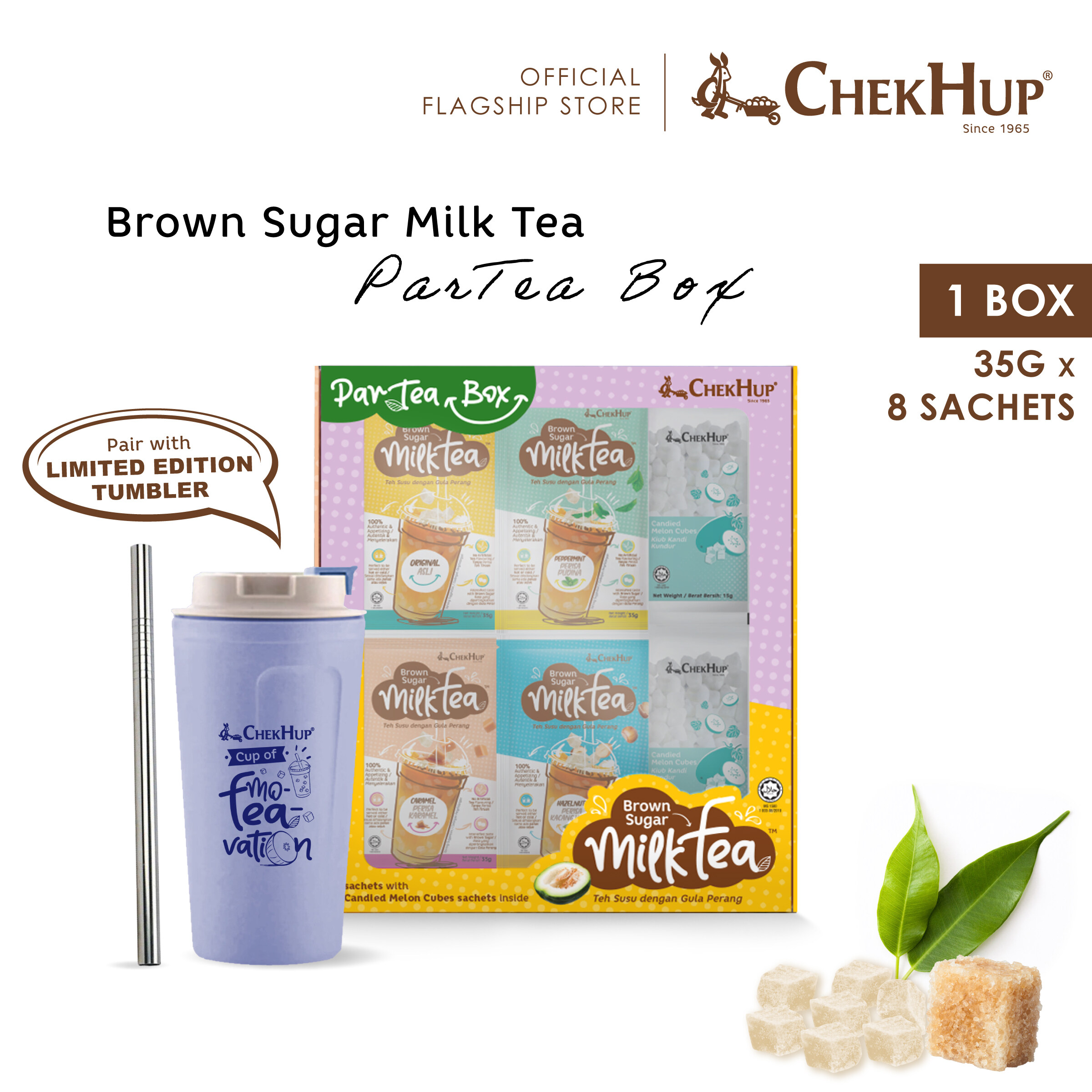 FREE Limited Edition Blue Tumbler Brown Sugar Milk Tea Partea Box