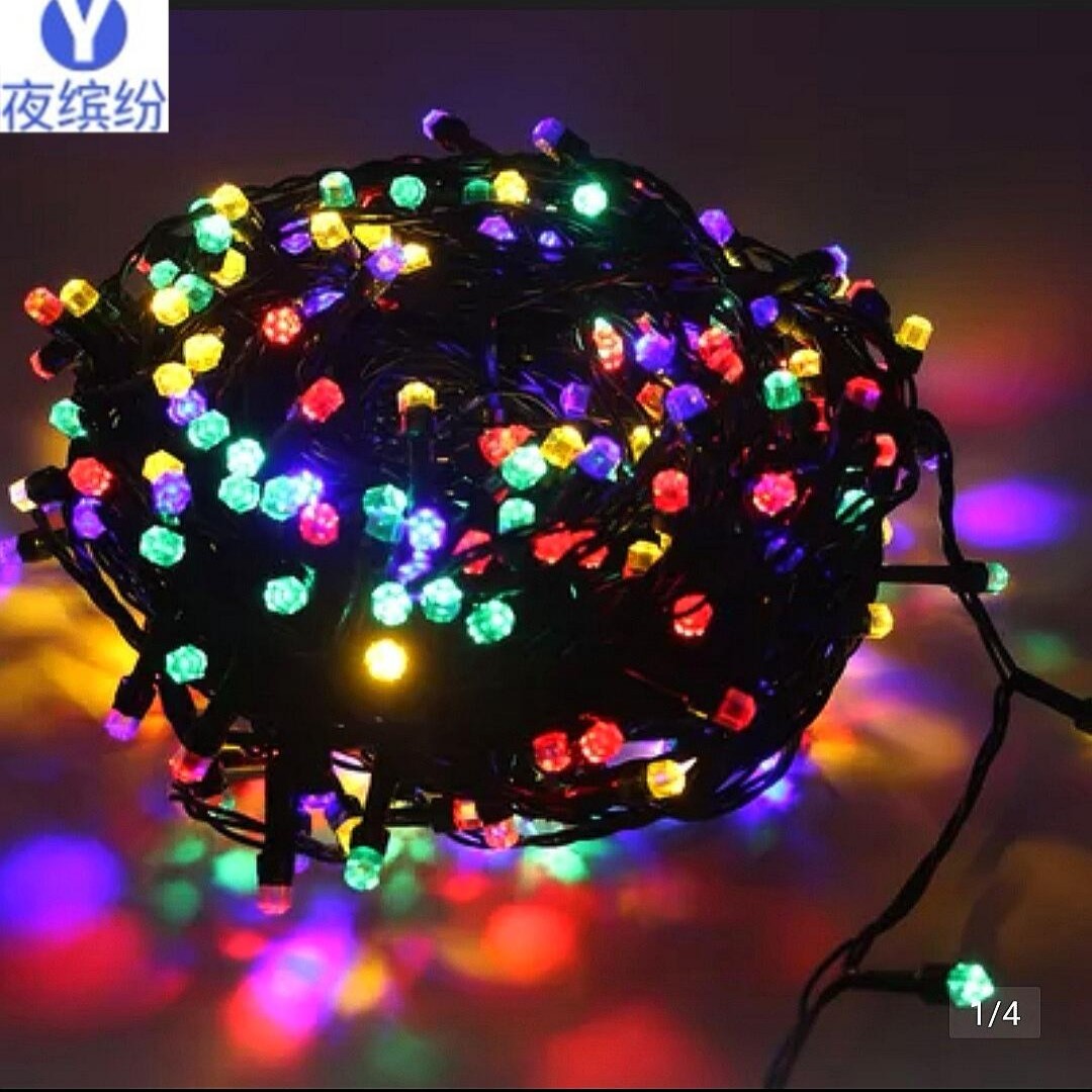 LED lights 20meters50m string lights indoor and outdoor decorative lights flash lighting engineering lights Christmas lights curtain lights running water lights ice bar lights pendant lights welcome lights Festive lights fishing V8 Hexagon Diamond lamp