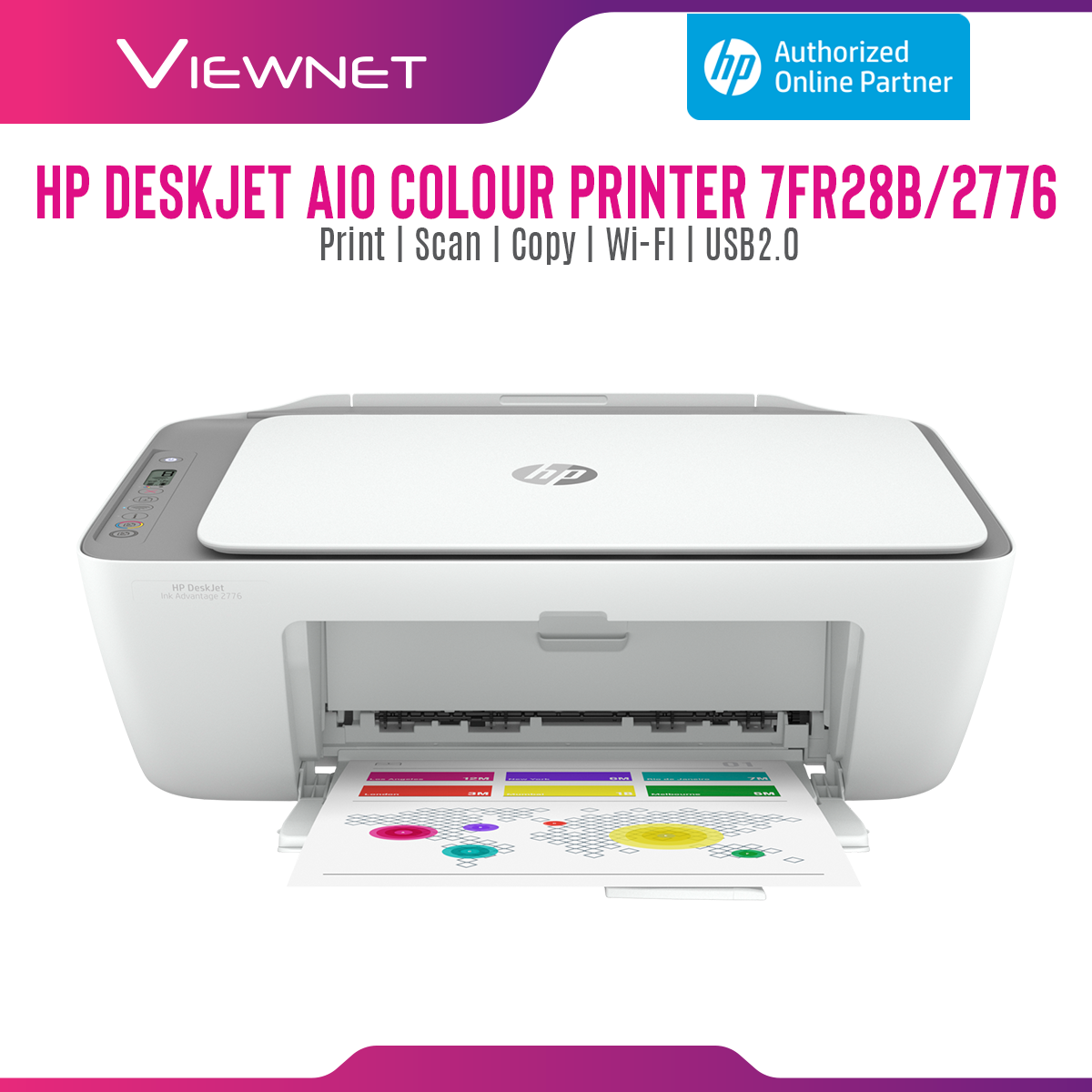 HP Printer DeskJet Ink Advantage AIO Colour 7FR28B/2776 (Print/Scan/Copy/Wifi) 3 Years Onsite Warranty with 1-to-1 Unit exchange **NEED TO ONLINE REGISTER**