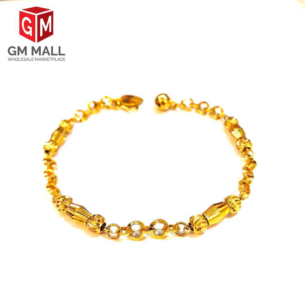 Emas Korea Jewellery - Gelang Tangan Bulat Nipis Kikir Gold Plated (EK-2161-6)