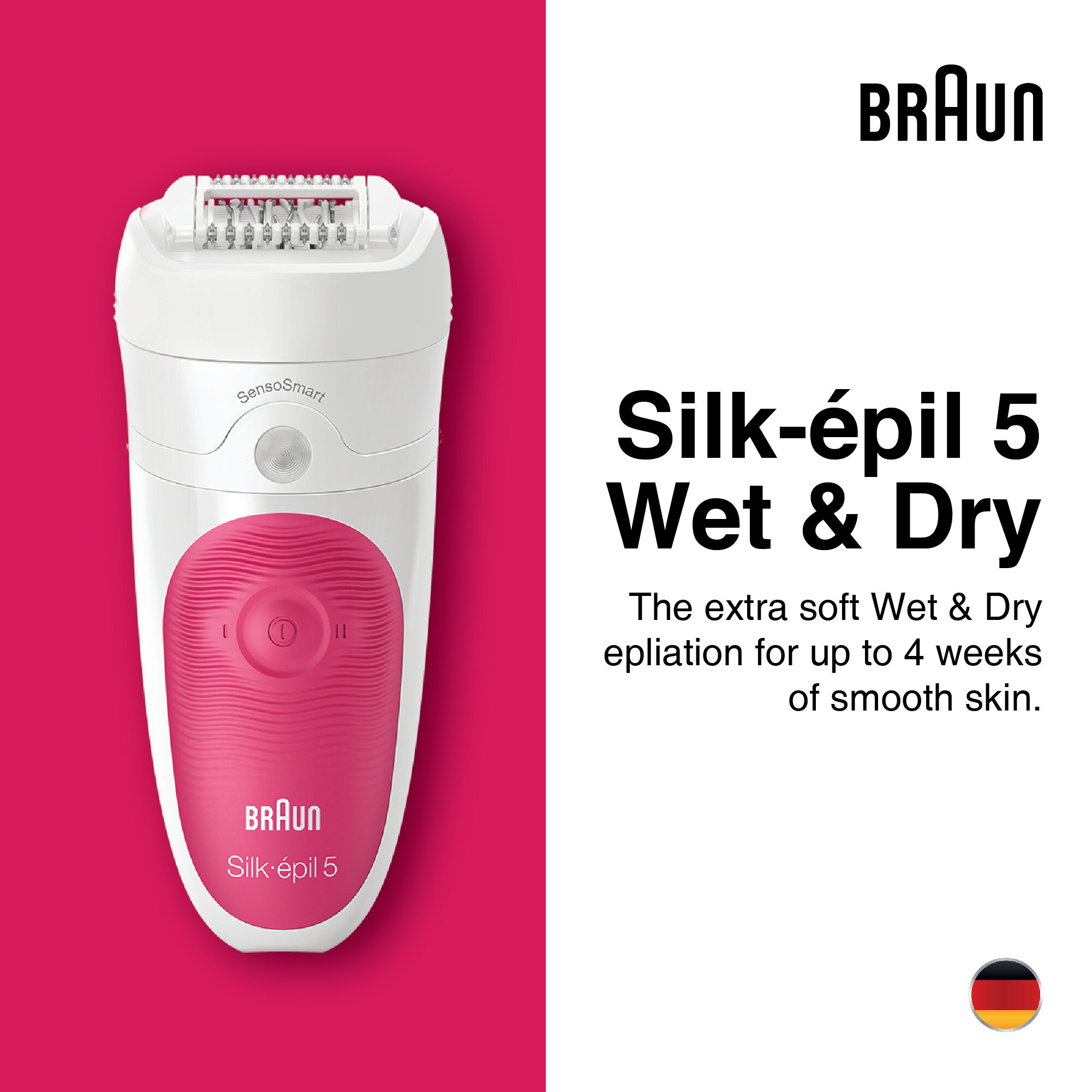 Braun Silk-épil 5 SensoSmart™ 5/500 Wet & Dry epilator with 2 extras incl. massage cap.
