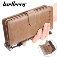 Baellerry mens wallet retro cowhide leather business clutch bag large capacity buckle zipper phone bag business card holder exquisite workmanship 2021 new gift