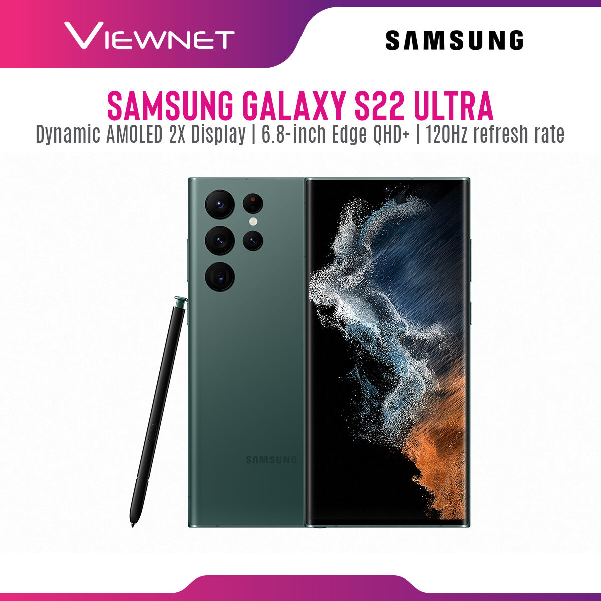 [PRE-ORDER] Samsung Galaxy S22 Ultra 5G Smartphone with Dynamic AMOLED 2X Display, 6.8-inch Edge QHD+, 120Hz Refresh Rate, 5500mAh Battery (ETA : 2022-03-03)