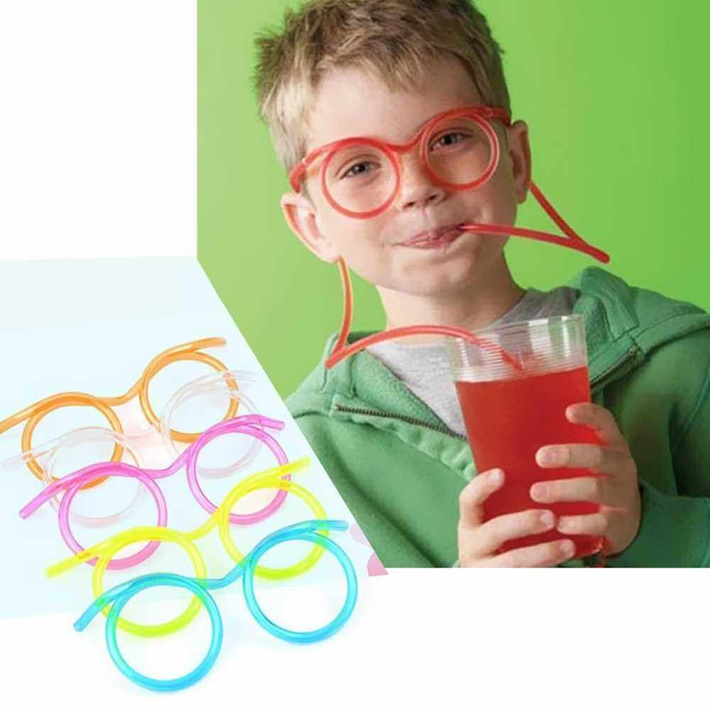 People's Choice Fun Eyeglasses Eyewear Straw Crazy Design DIY Silly Transparent Funny Stylish Cartoon Gift for Kids Children Home Party Fesitival Holiday (Pink)