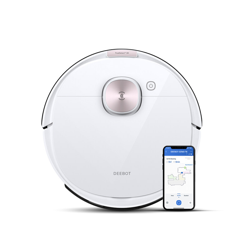 ECOVACS DEEBOT OZMO T8 Robot Vacuum Cleaner withã€3D High Precision Obstacle Identification Avoidanceã€‘ OZMO Mopping Technology 180min Working time Intelligent Robotic Vacuum and Mop Vacuum [Local Shipping & 1 Year Warranty]