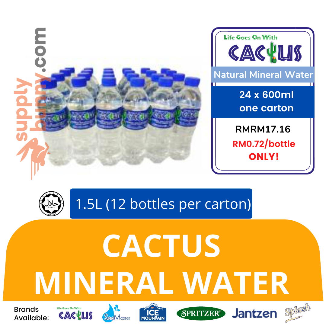 Cactus Mineral Water (600ml X 24 bottles) (sold per carton) 矿泉水 PJ Grocer Air Minuman Cactus