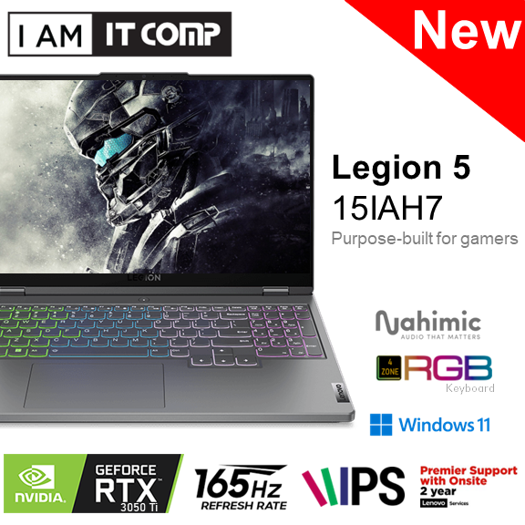 Lenovo Legion 5 15IAH7 82RC00A5MJ 15.6\'\' FHD 165Hz Gaming Laptop ( i7-12700H/8GB/512GB SSD/RTX3050