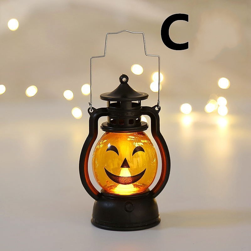 Creative Halloween Night Light with Battery Portable Pumpkin Lamp Small Oil Lamps Electronic Candle Lights Home Party Decoration