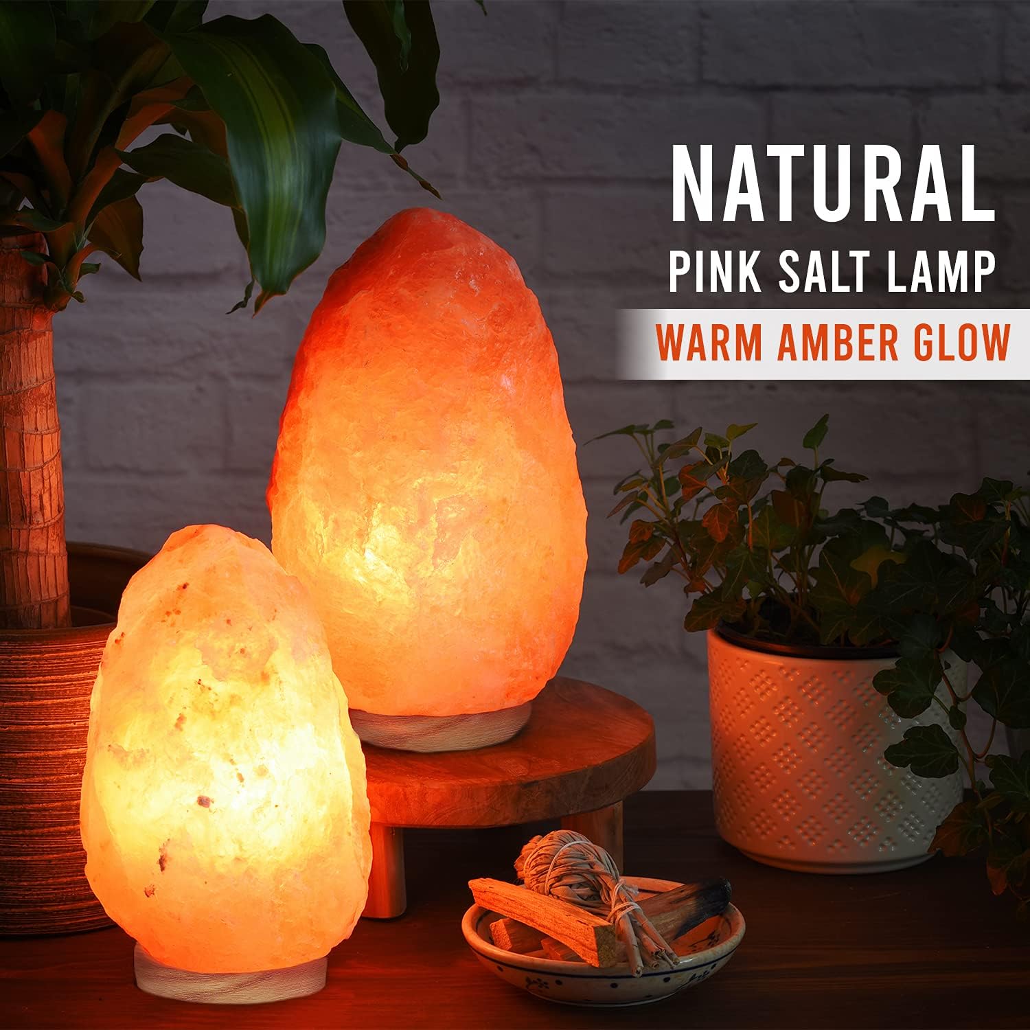 Handmade 100% Natural Himalayan Crystal Rock Salt Lamp Wooden Base Ambience Night Light Attract Wealth Home Furnishing