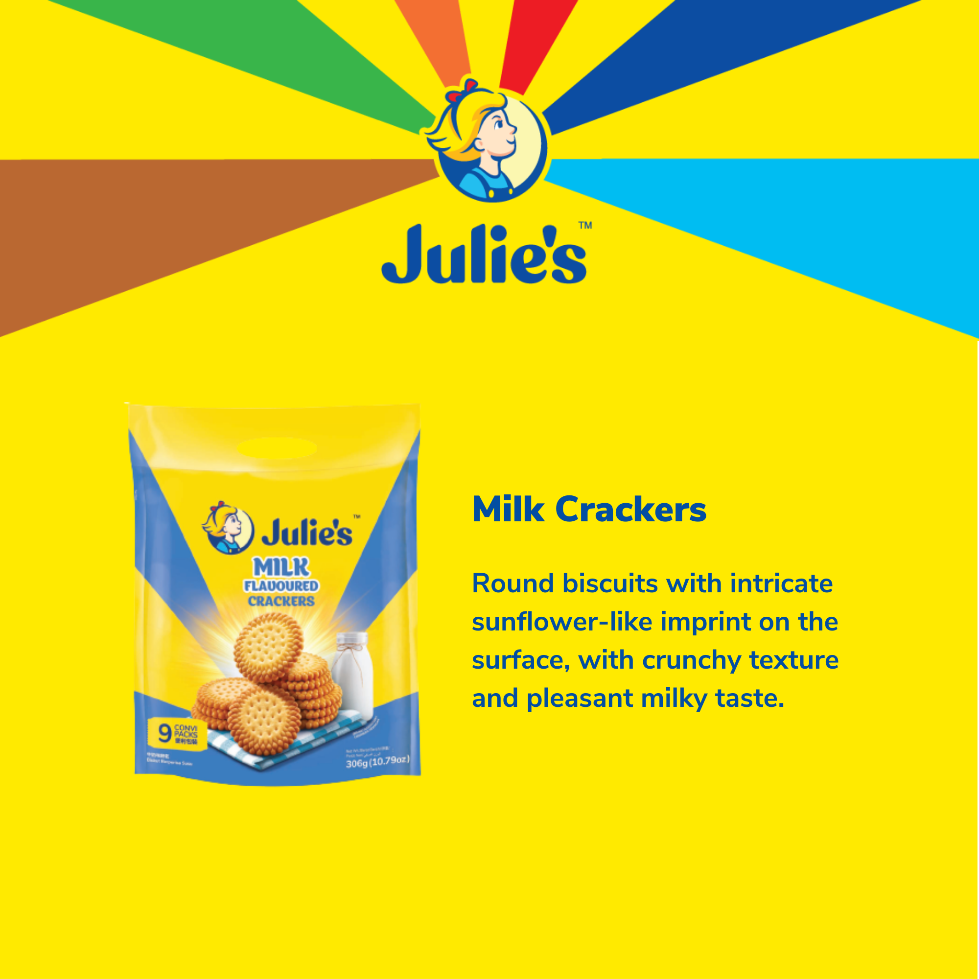 Julie's Milk Crackers 306g x 3 packs