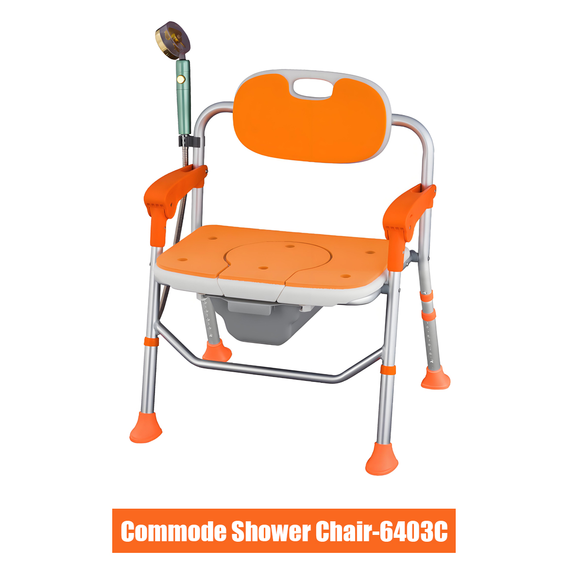 Heyman Foldable Shower Chair with Arms and Back Folding Shower Chair 5-Level Height Non-Slip Feet Shower Seat Kerusi mandi lipat