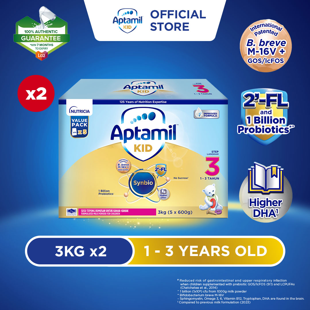 Aptamil KID Step 3 Growing Up Formula 1 - 3 years 3KG X 2 (Susu Milk Powder 奶粉)