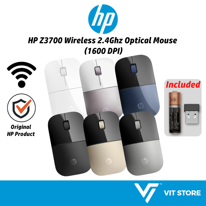 HP Z3700 Optical 2.4GHz Wireless Mouse with USB nano receiver & Blue LED  Technology Silver | PGMall