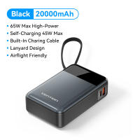 Vention 65W Power Bank 20000mAh 35W Fast Charging with LED 3 Port Built in Type C Cord for Laptop Tablet iPhone 18 17 16 15 pro max Samsung Xiaomi Huawei Realme Portable Powerbank