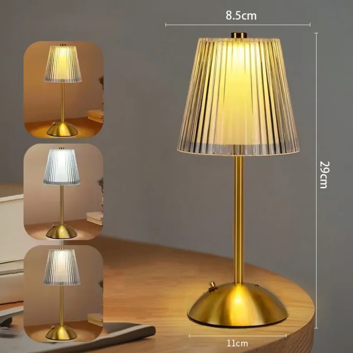 Modern Crystal Table Lamp Bedside Table Lamp LED Cordless Table Lamp USB Rechargeable Desk Lamp Indoor Night Light for Bedroom Bar Cafe
