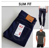 Seluar Jeans Uniqlo UJ Slim Fit Lelaki Dark Blue Jeans For Men