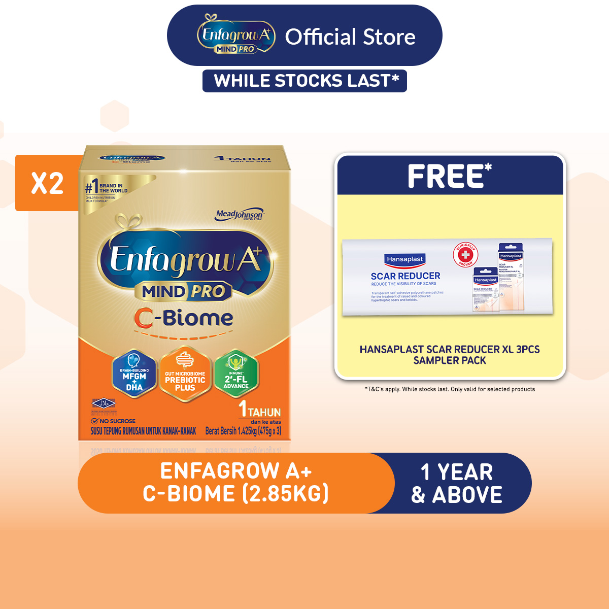 [Bundle of 2] Enfagrow A+ C-Biome (1Y+) Original Milk Formula Powder (1.425kg x 2) [C-Section Children]