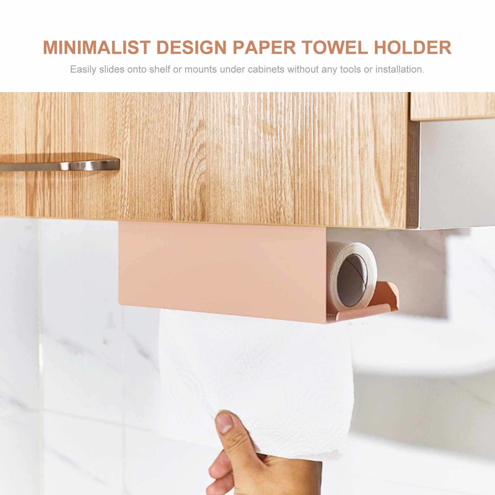 BEST SELLER Cabinets Paper Towel Holder Under The Cabinet Paper Dispenser Over The Door Towel Rack Without Drilling for Kitchen Bathroom (Black)