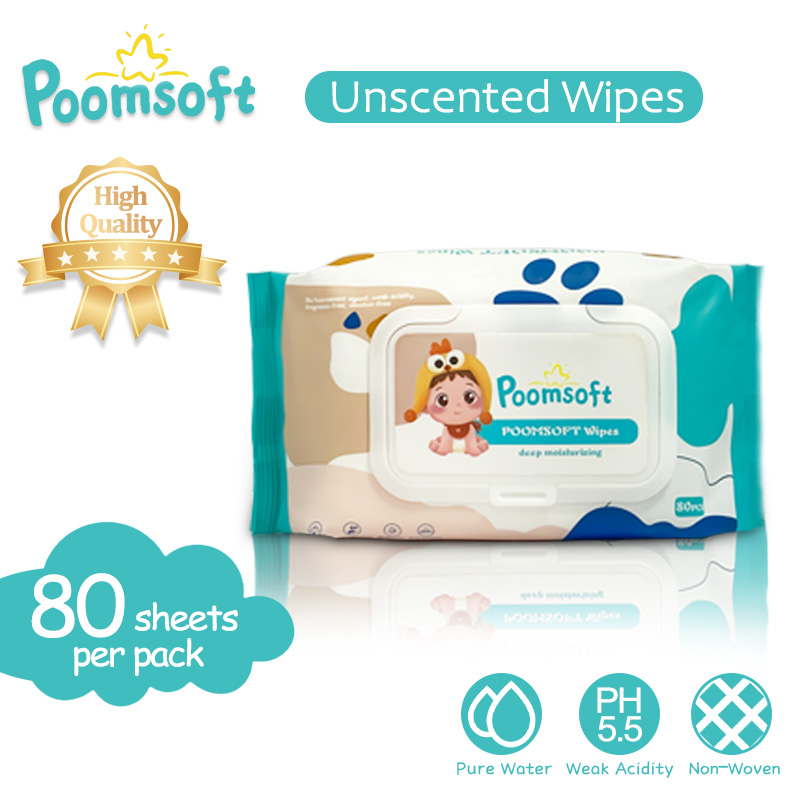 POOMSOFT Non Alcohol Small Baby Wet Wipes/Wet Tissue (80 Pcs/Pack)