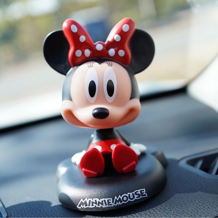 Mickey Minnie Cute Version Shaking Head Toy Car Home Decor Toys 10cm