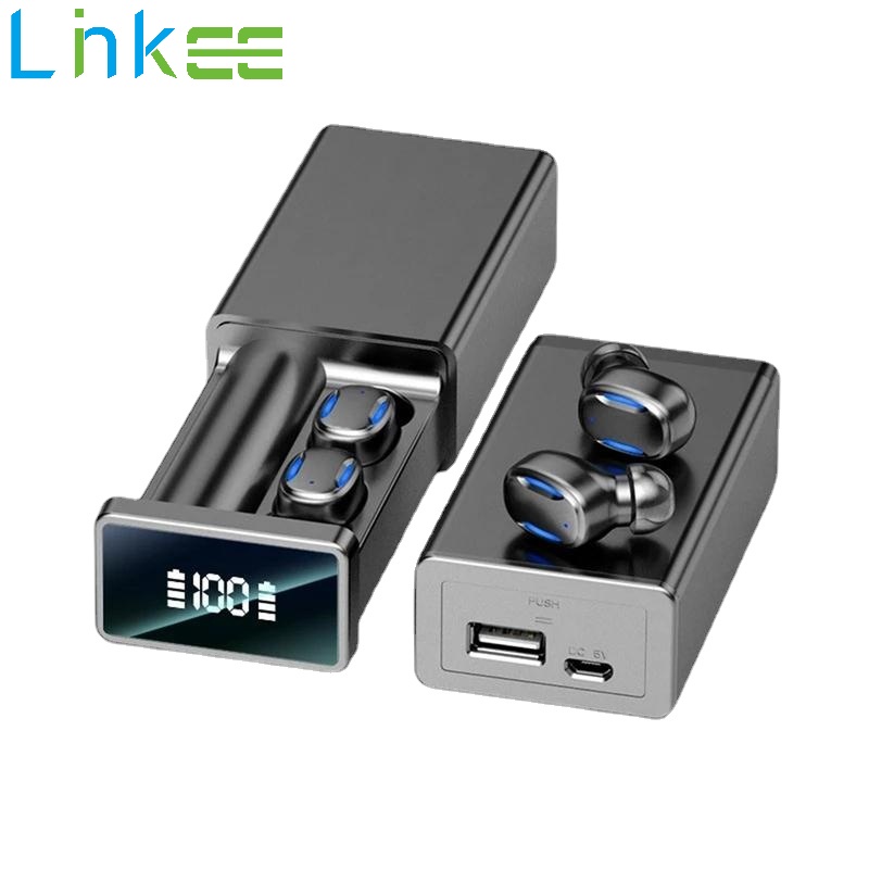 Linkee TWS mới Bluetooth 5.2 Tai Nghe Tai nghe không dây Stereo sức chứa lớn màn hình Led điều khiển bằng cảm ứng thể thao không thấm nước Earbuds Tai Nghe