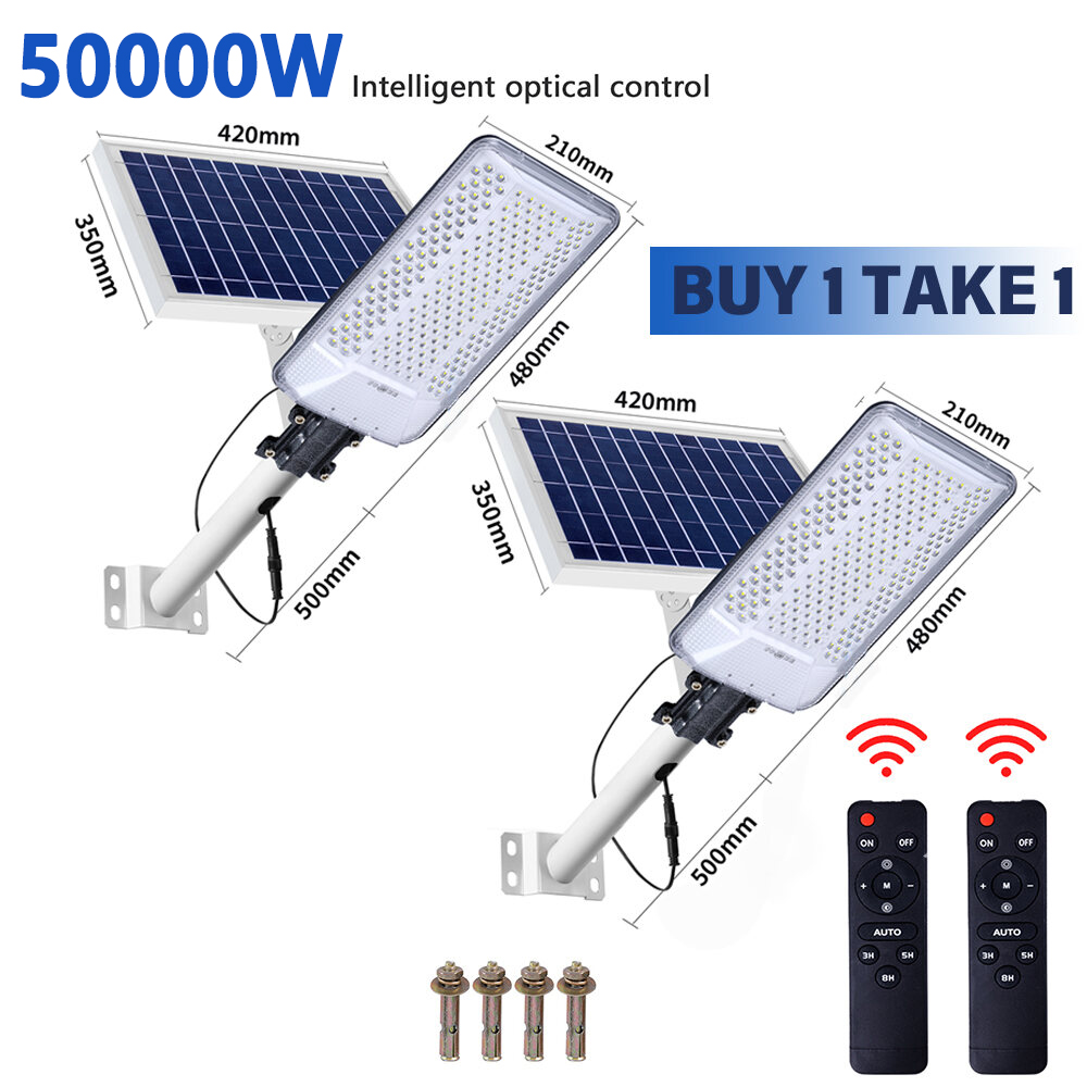 【1 Years Warranty】Solar Outdoor Light Waterproof 50000W Solar Street Lights Ip67 Waterproofjalan Led Lampu Solar Remote Control 0 Electricity Bills All Year Energy Saving And Environmental Protection solar street light