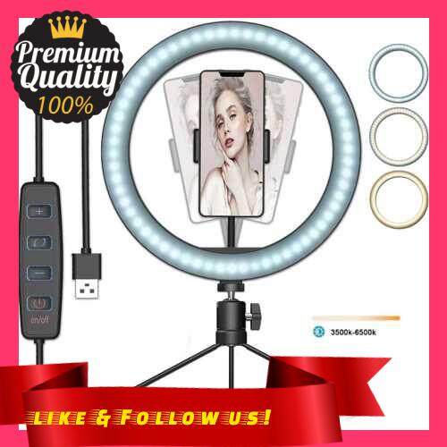 People\'s Choice LED Ring Light Dimmable Desktop Fill in Light 3 Modes 10 Brightness Levels with Mini Tripod Phone Holder for Streaming Makeup Selfie Photography (Type 1)