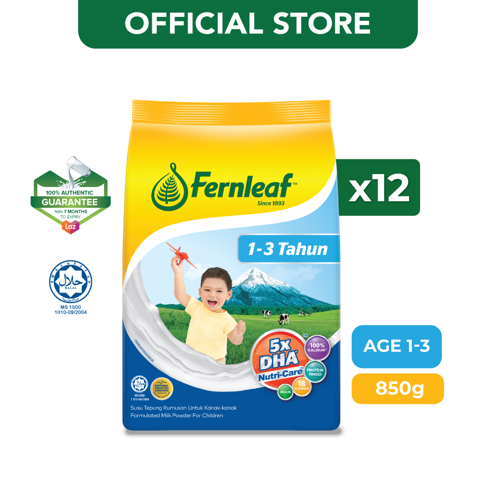 Fernleaf 1 - 3 years Baby Milk Formula Powder Plain 850g x 12