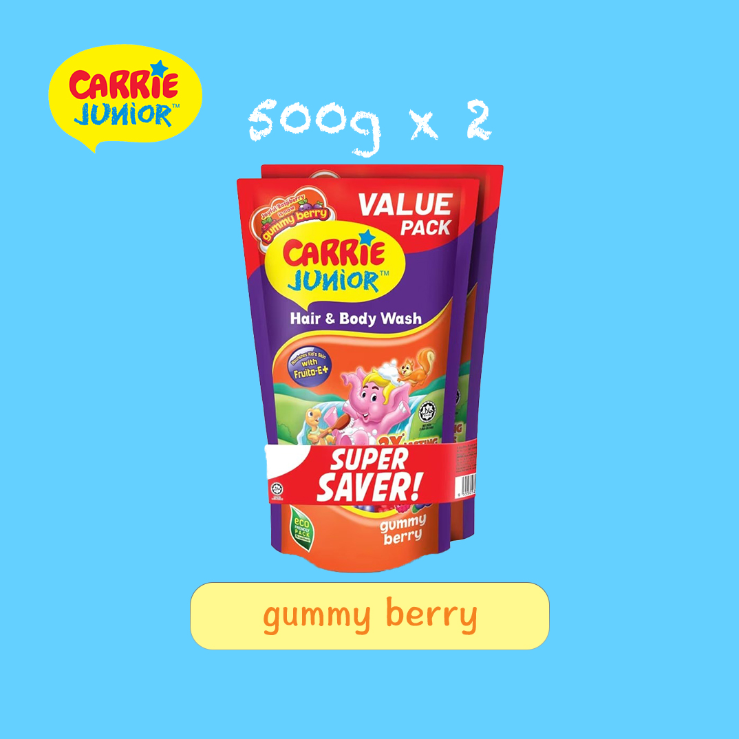 Carrie Junior Baby Hair & Body Wash Refill 500g x 2 Value Pack
