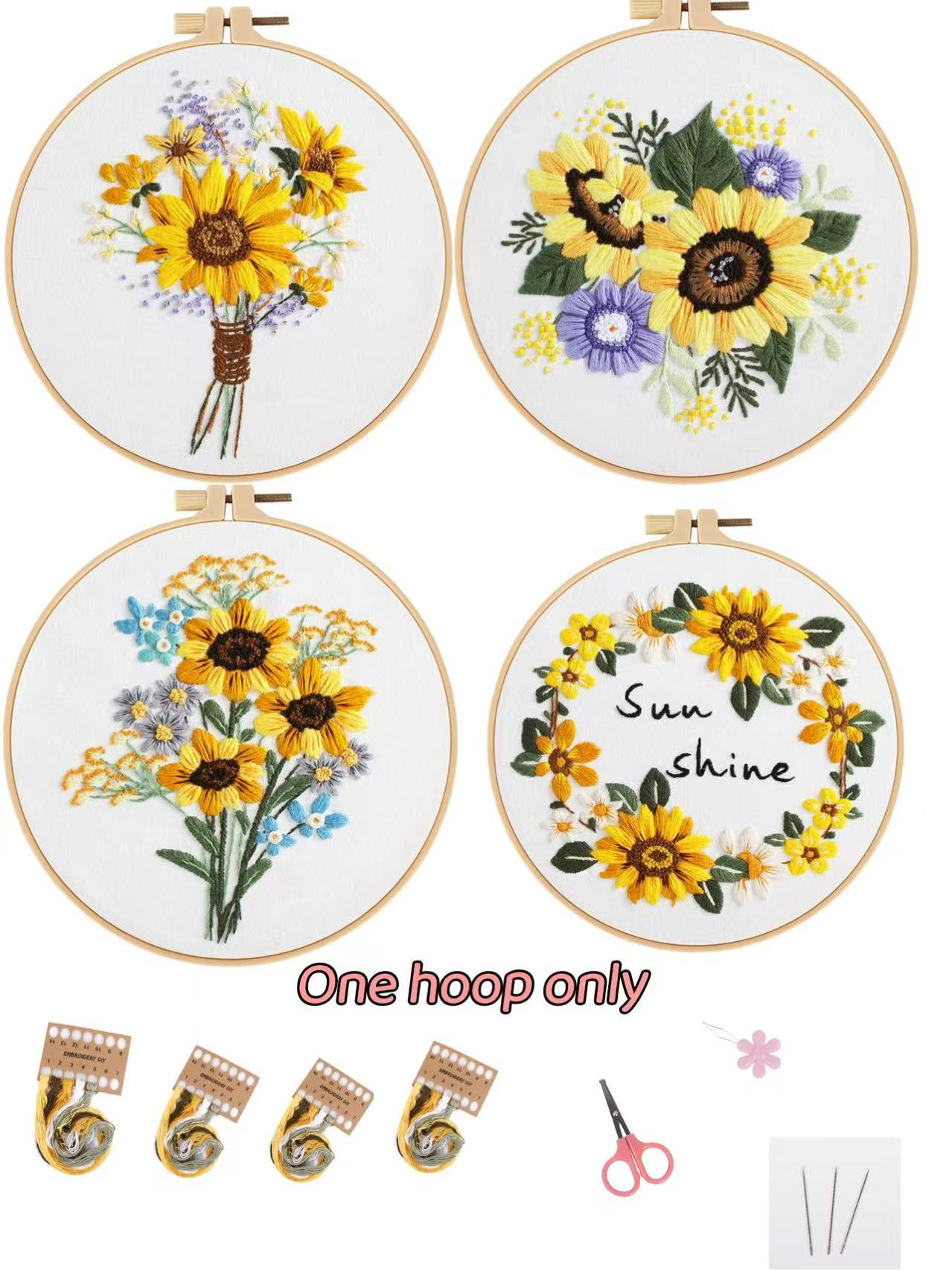 Embroidery Kit Sunflower Series Embroidery Kit Beginner Friendly Embroidery Flower Series Embroidery School Project