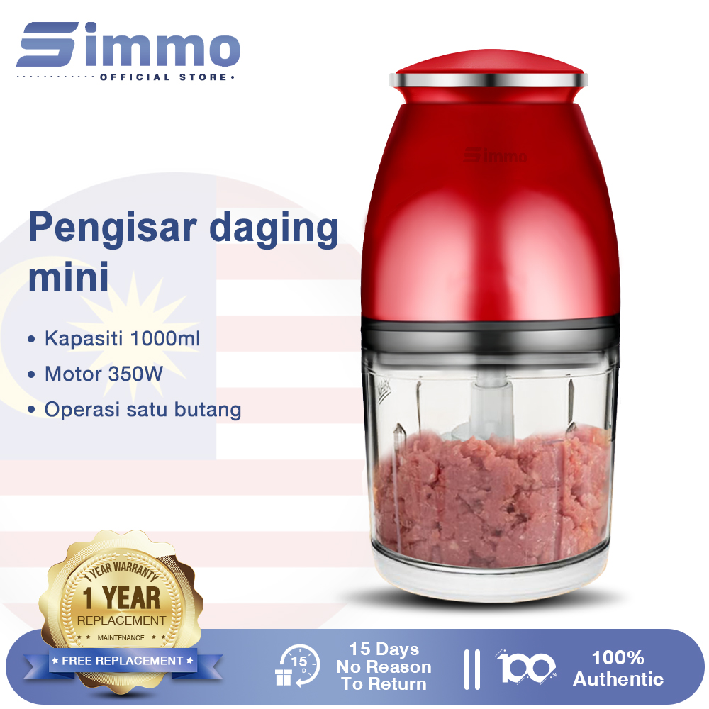 SIMMO Blender Portable Blender Food Processor 1L Capacity 4 Stainless Blades Meat Baby Food Grinder Food Chopper