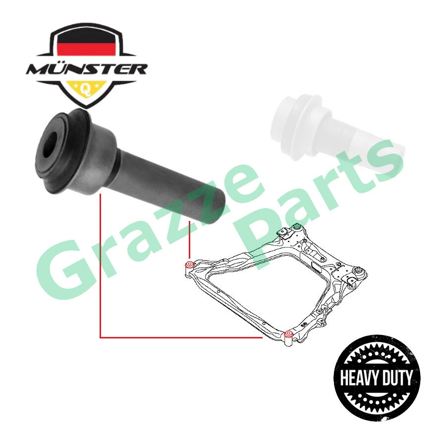 (1pc) Münster ^Heavy Duty^ Crossmember Subframe Axle Bush Front Long 54400-JY20A for Nissan XTrail X