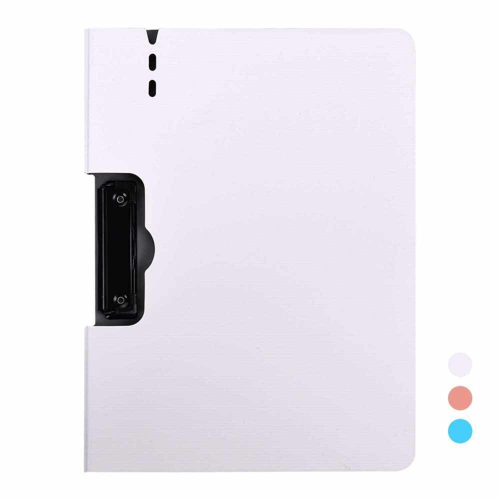 A4 Letter Size Clipboard Colorful File Cover Folder Document Organizer Storage Writing Pad Stationery for School Office Business Meeting (White)