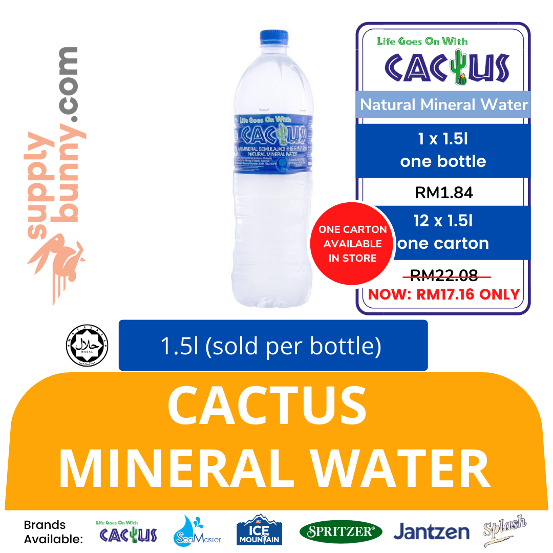 Cactus Mineral Water 1.5Litre (sold per bottle) 矿泉水 PJ Grocer Air Minuman Cactus