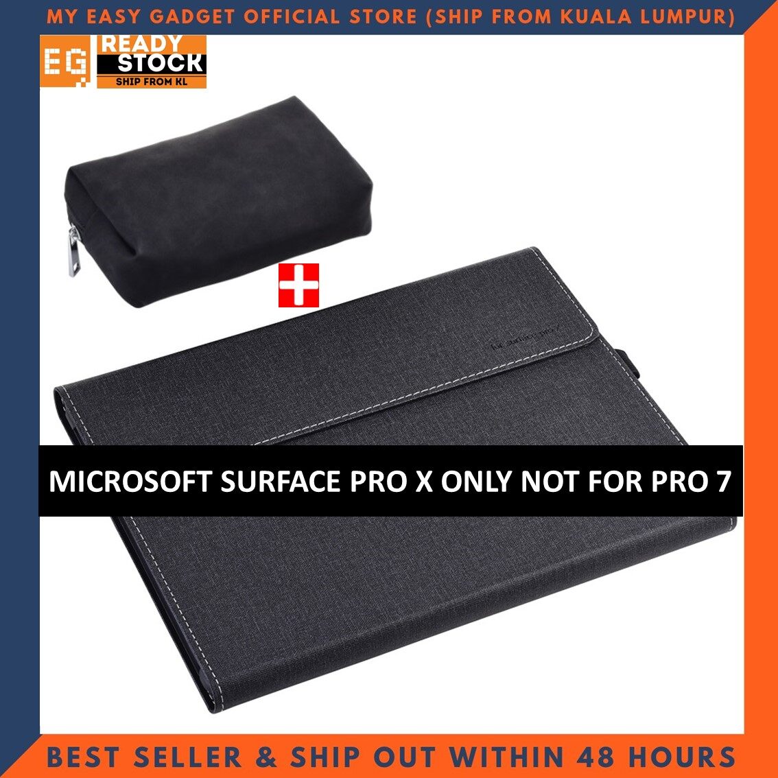 Microsoft Surface Pro X Casing 13inch PU Leather Honeycomb Pattern Pc Hard Shell Protective Tablet Case (FREE POUCH)