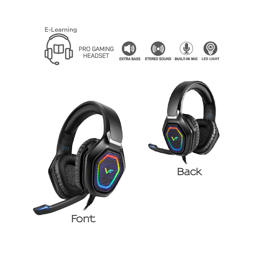 Vinnfier Toros 6 RGB Pro Gaming Headset Mic for Extra Bass Headphone E-Learning Movie Music Phone Call Live Streaming