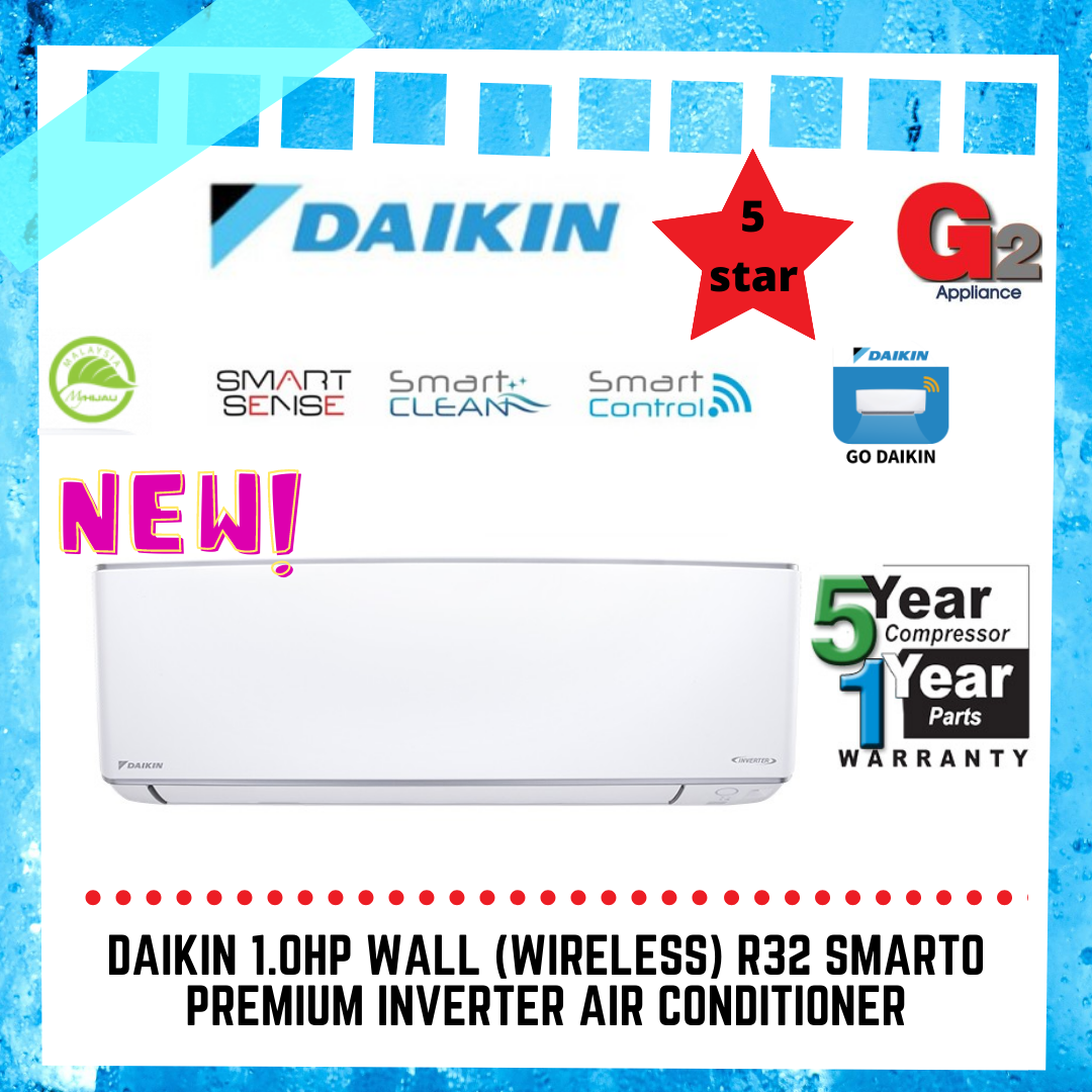 Daikin 1.0HP Wall (Wireless) R32 Smarto Premium Inverter A Series [5